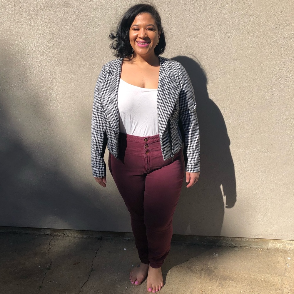 Plus Size Houndstooth Jacket